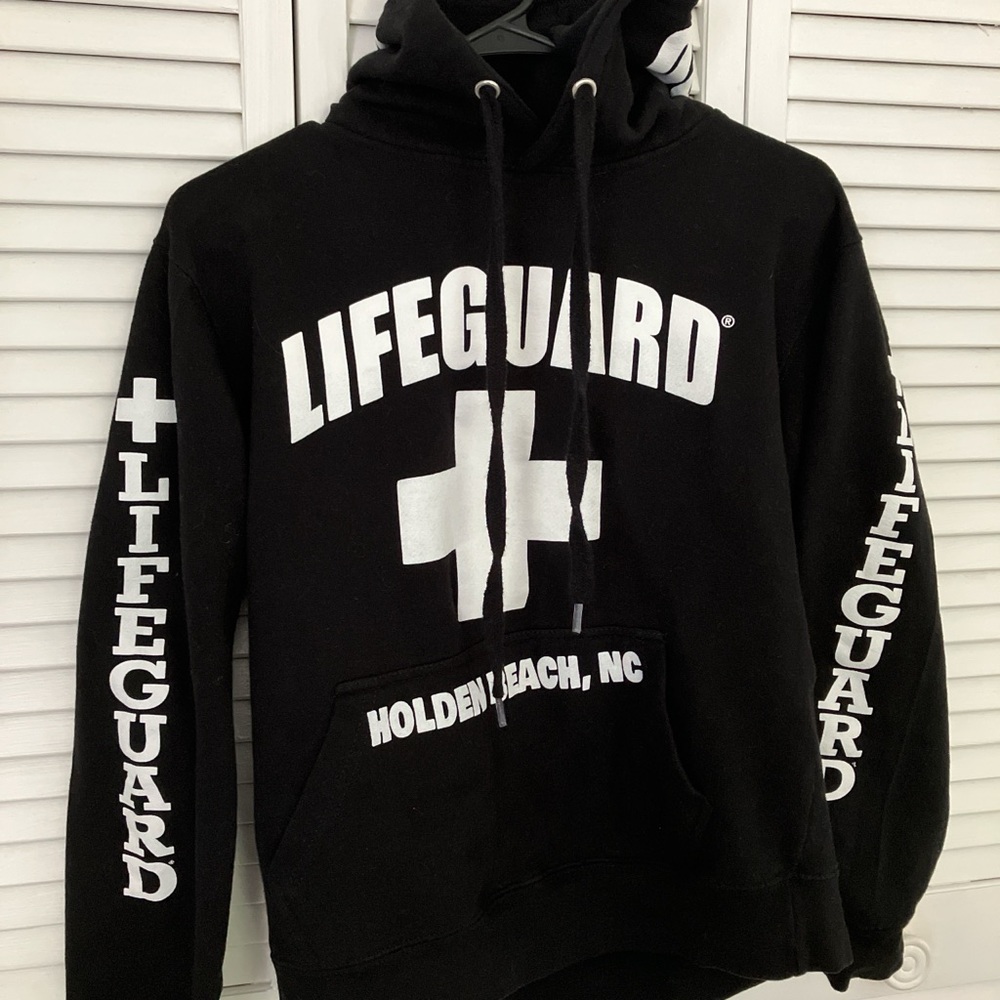 Black LIFEGUARD Hoodie Holden Beach, NC